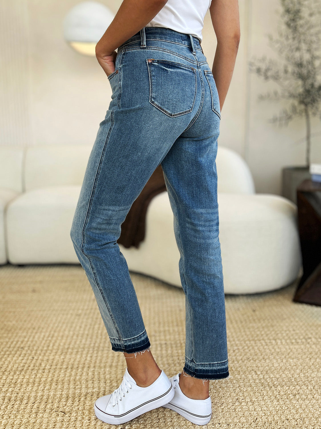 Judy Blue Full Size Mid Rise Rigid Magic Release Hem Jeans - RebelReine Apparel & Co.