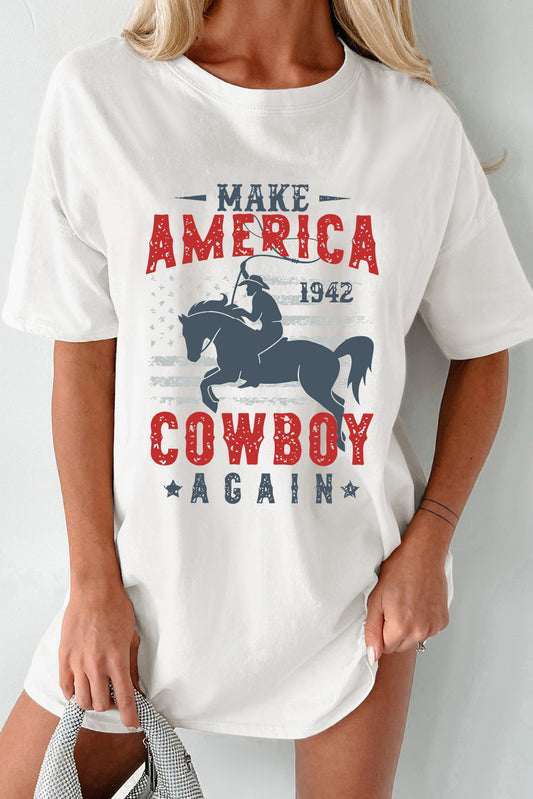 Cowboy Graphic Round Neck Half Sleeve T-Shirt - RebelReine Apparel & Co.