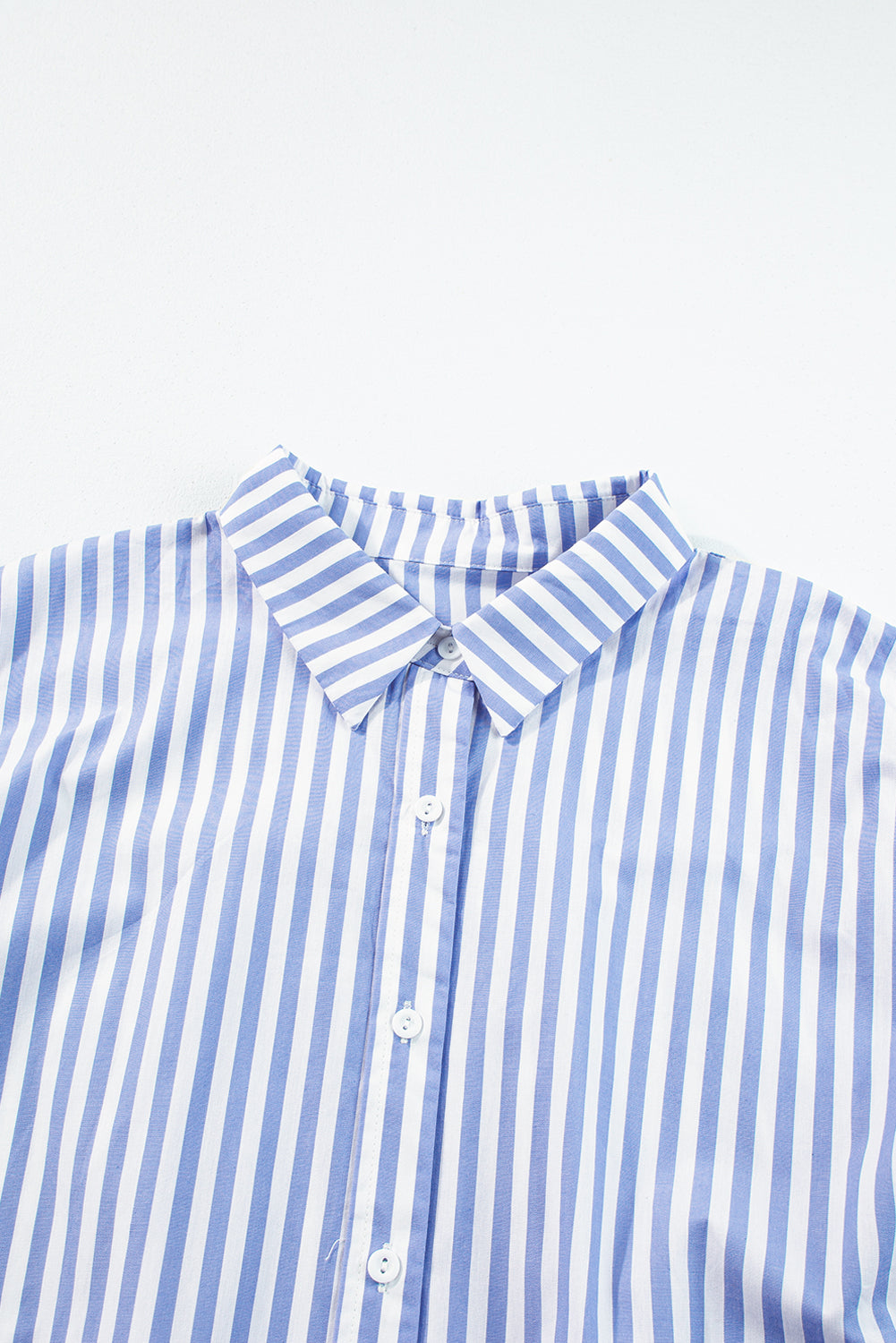 Sky Blue Stripe Dolman Sleeve Oversize Shirt RebelReine Apparel & Co.