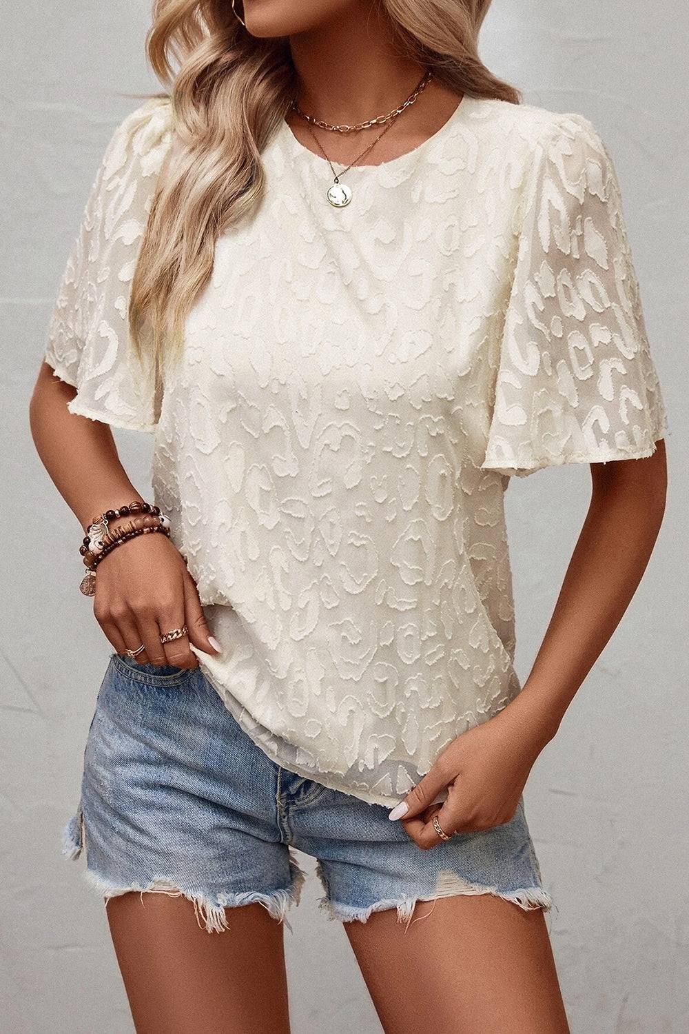 Round Neck Half Sleeve Blouse - RebelReine Apparel & Co.