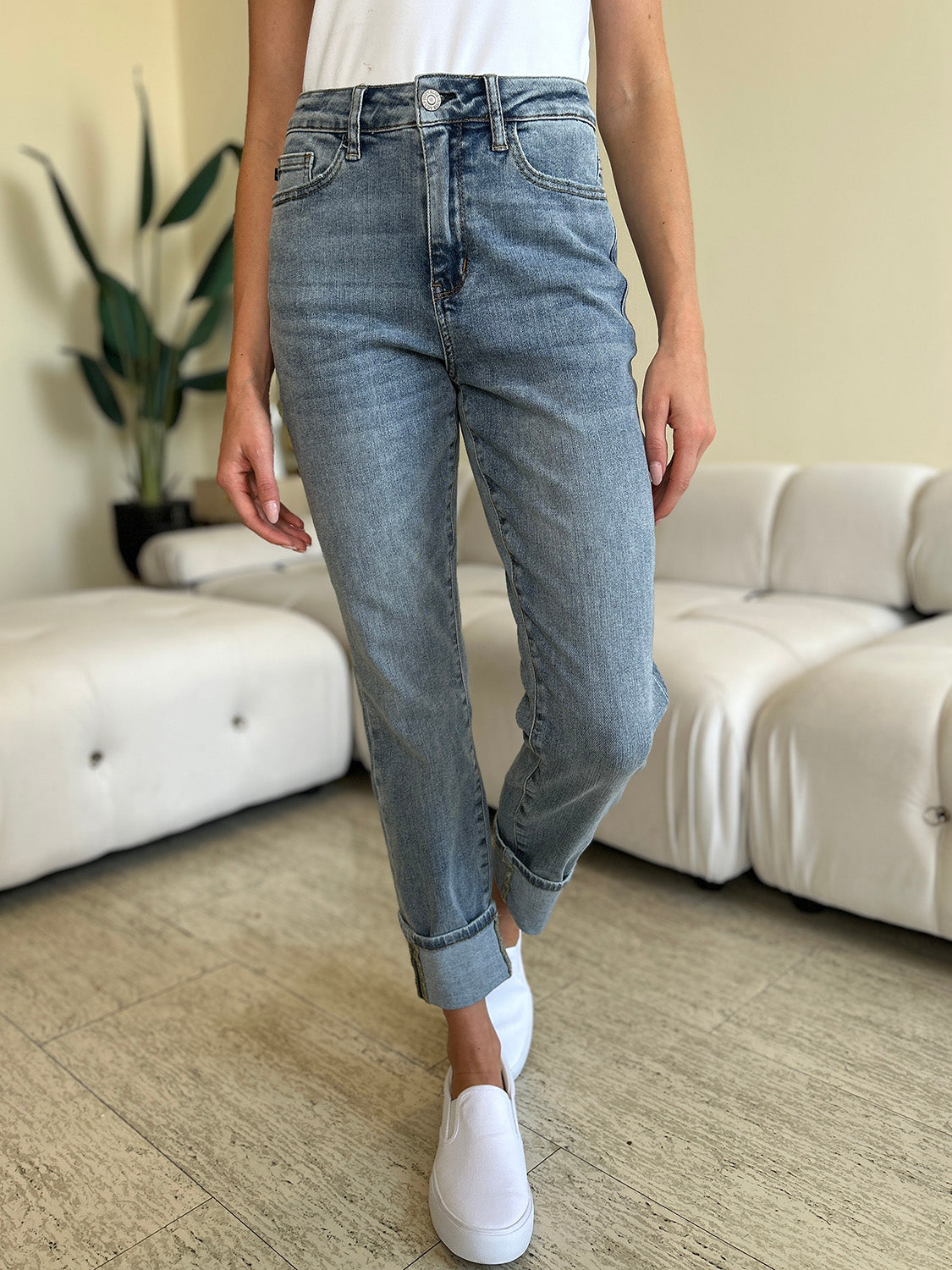 Judy Blue Full Size High Waist Cuff Hem Skinny Jeans - RebelReine Apparel & Co.