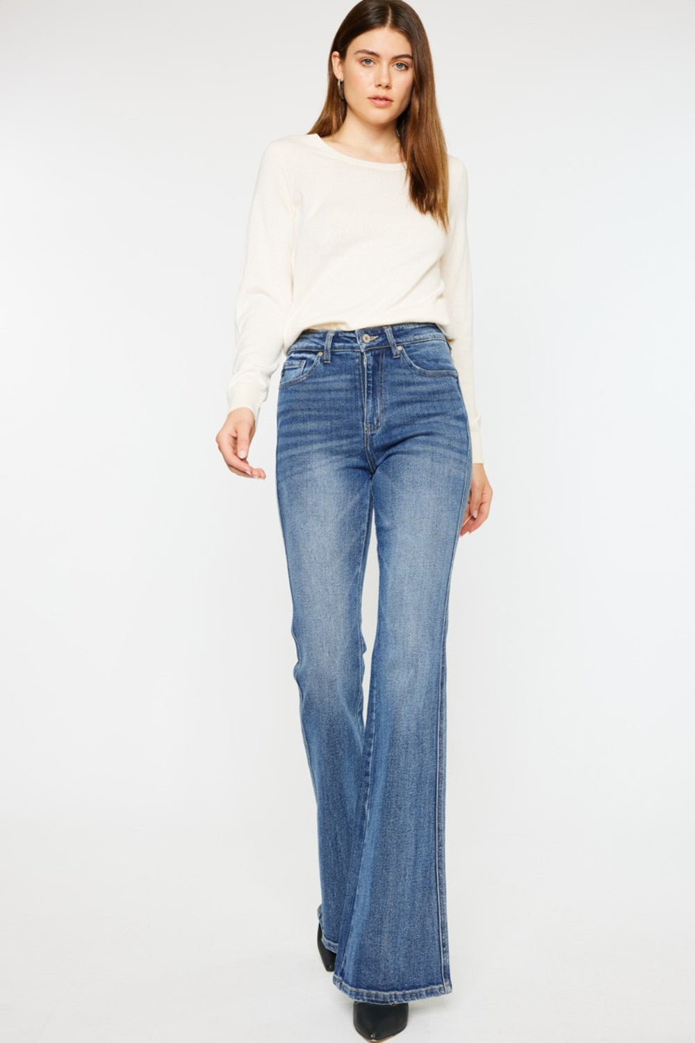 Kancan Cat's Whiskers High Waist Flare Jeans - RebelReine Apparel & Co.