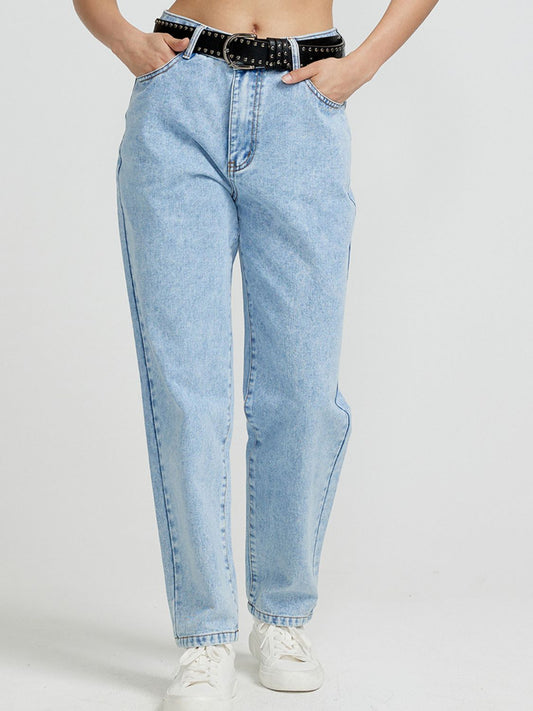 Pocketed Straight Leg Jeans - RebelReine Apparel & Co.