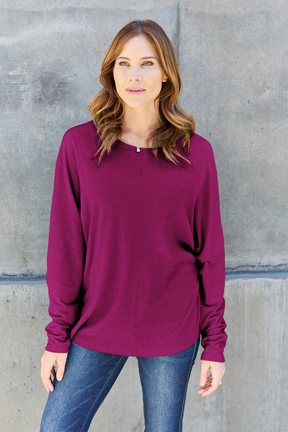 Double Take Full Size Round Neck Long Sleeve T-Shirt - RebelReine Apparel & Co.