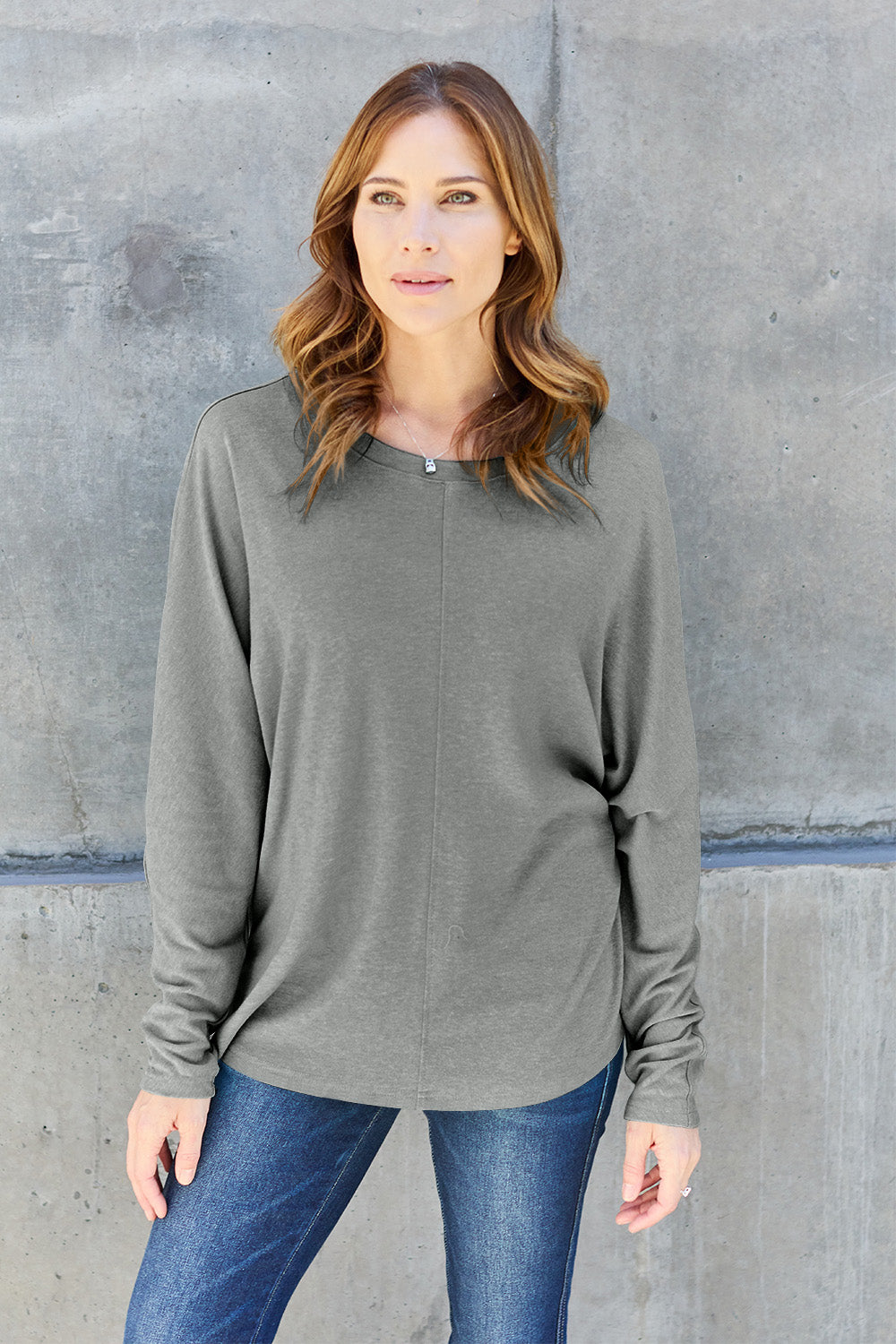 Double Take Full Size Round Neck Long Sleeve T-Shirt - RebelReine Apparel & Co.