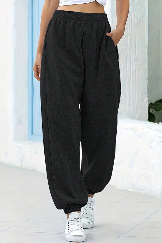 Elastic Waist Joggers with Pockets