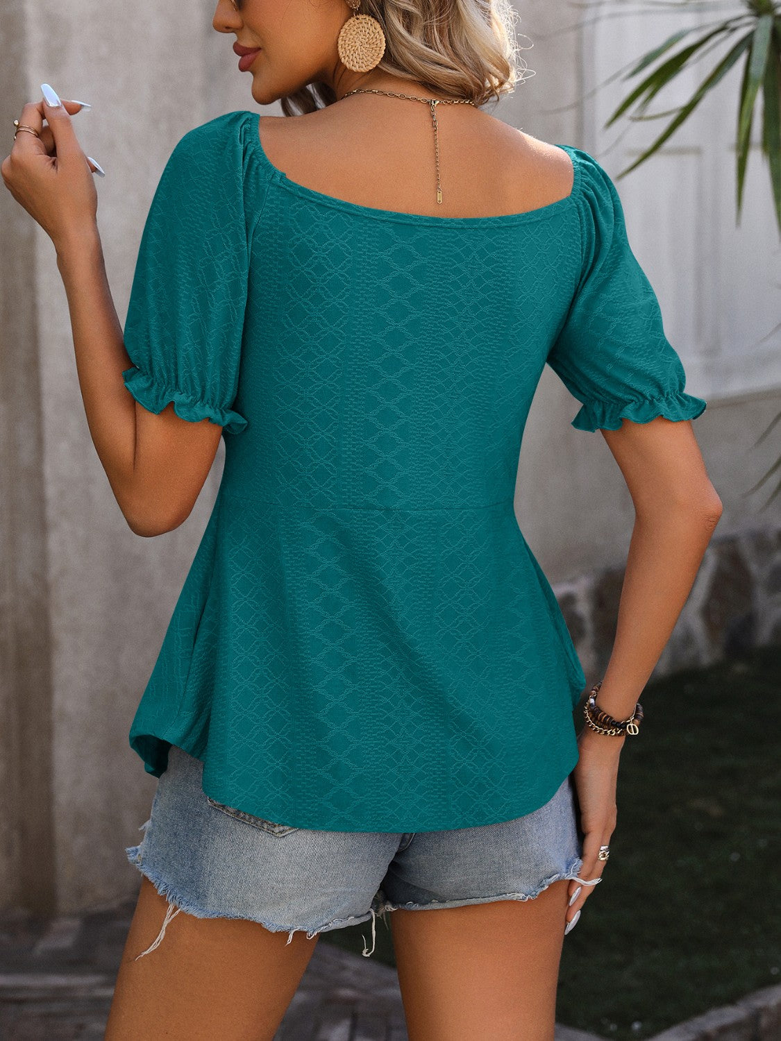 Ruched V-Neck Flounce Sleeve Blouse - RebelReine Apparel & Co.