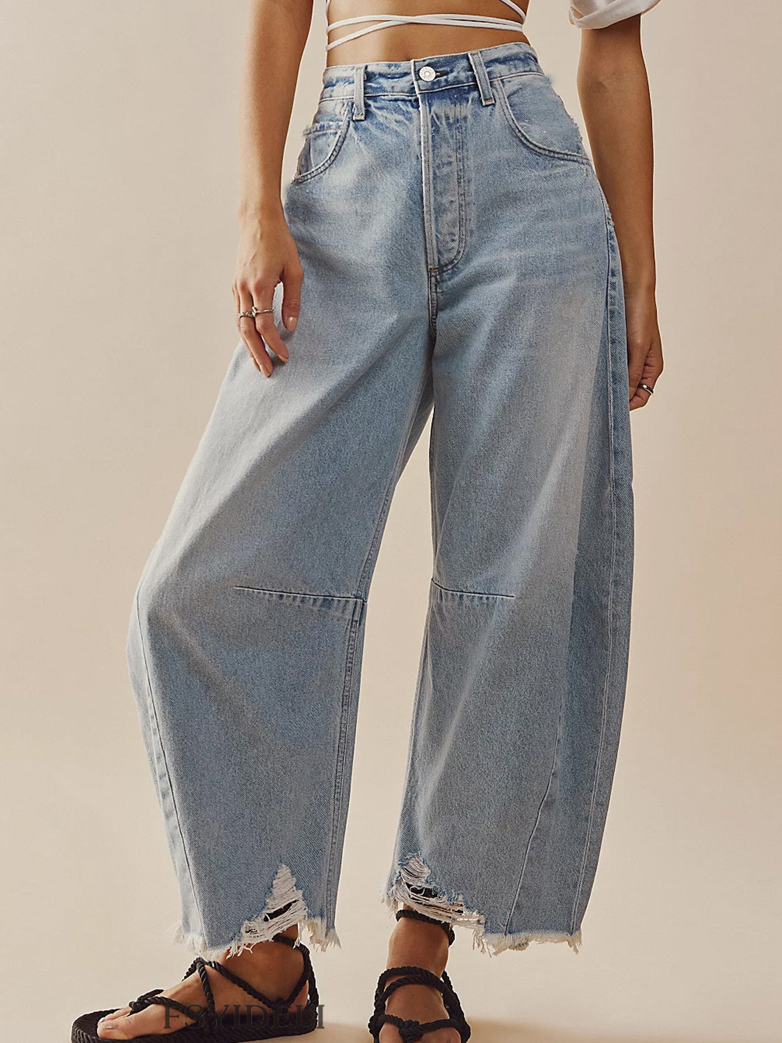 Raw Hem Wide Leg Jeans with Pockets - RebelReine Apparel & Co.