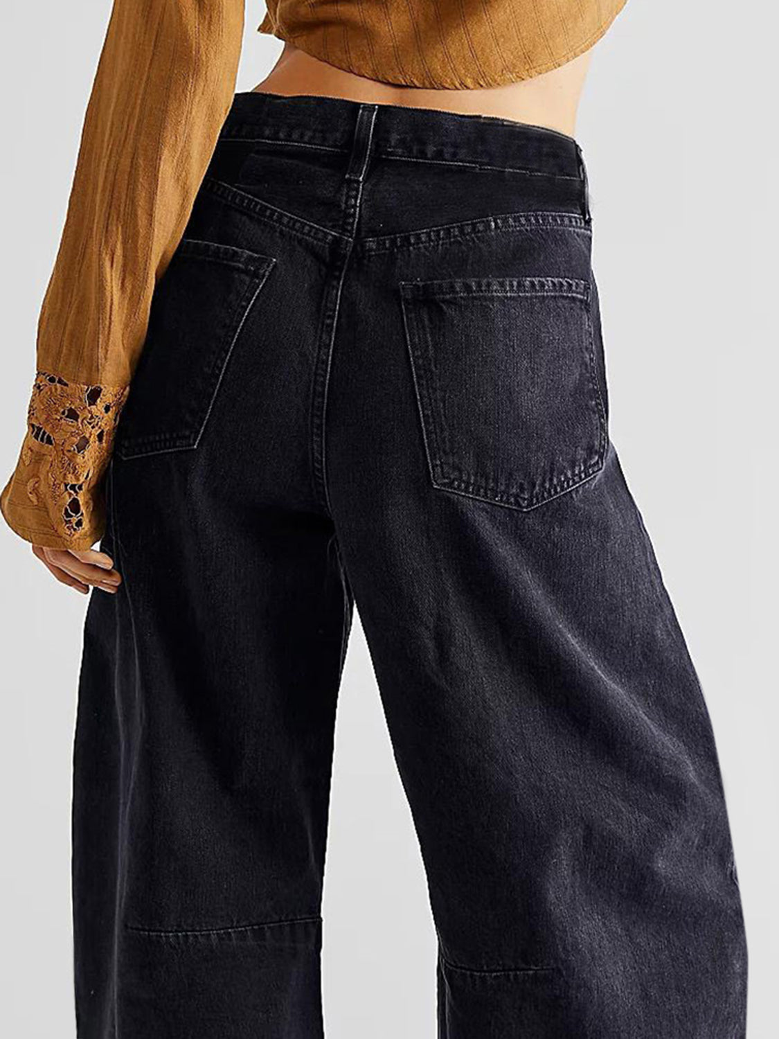 Raw Hem Wide Leg Jeans with Pockets - RebelReine Apparel & Co.