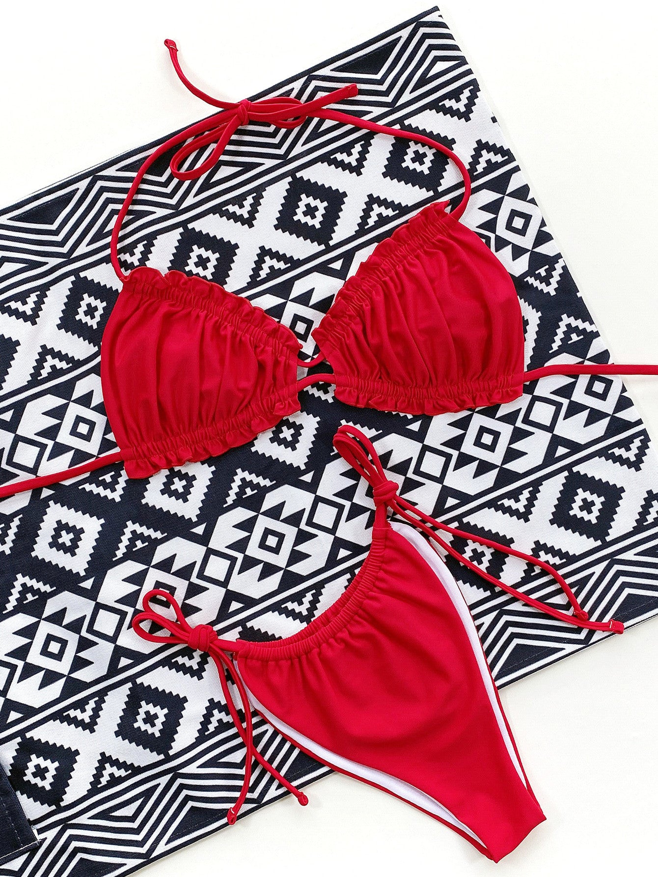 Frill Trill Halter Neck Bikini Set - RebelReine Apparel & Co.