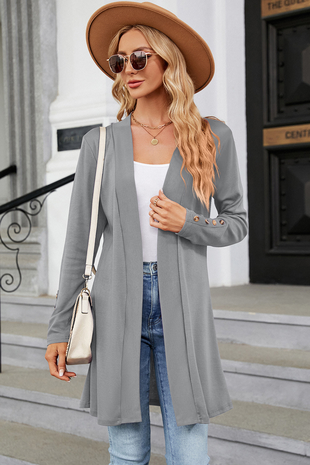 Open Front Long Sleeve Cardigan