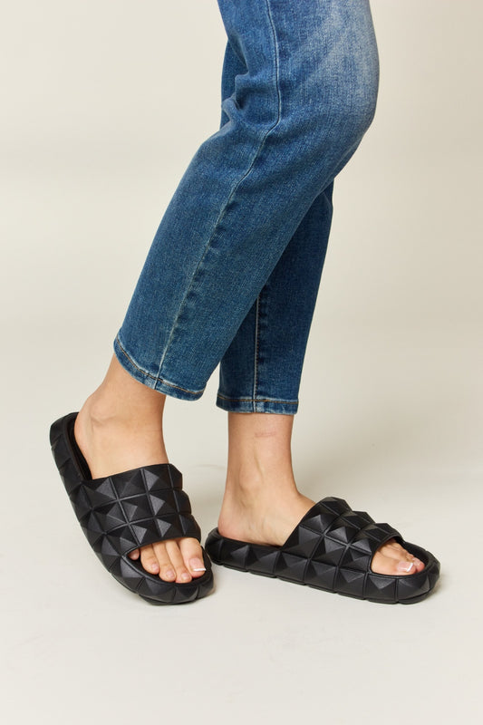 WILD DIVA Pyramid Stud Toe Band Footbed Sandals - RebelReine Apparel & Co.