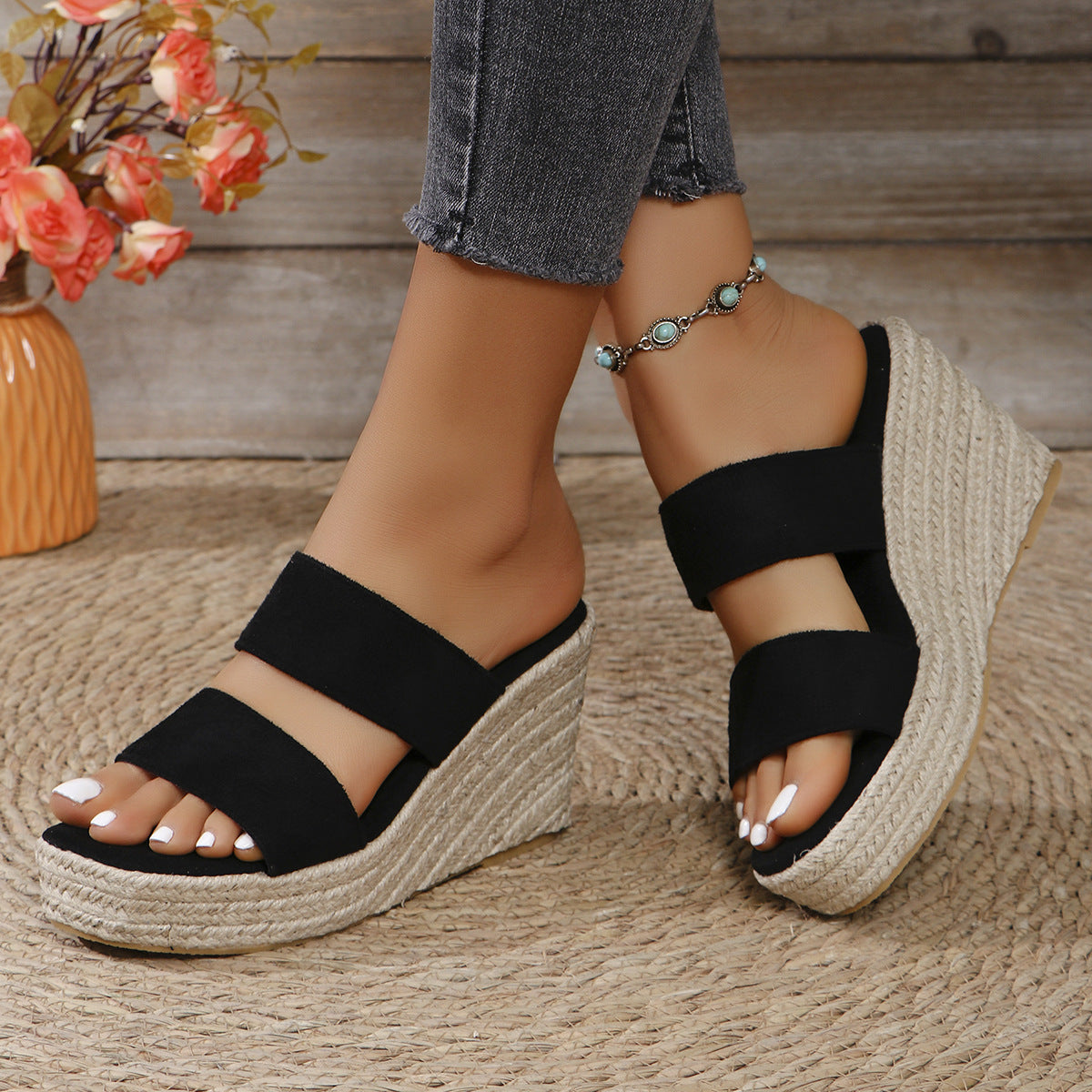 Open Toe Wedge Sandals - RebelReine Apparel & Co.