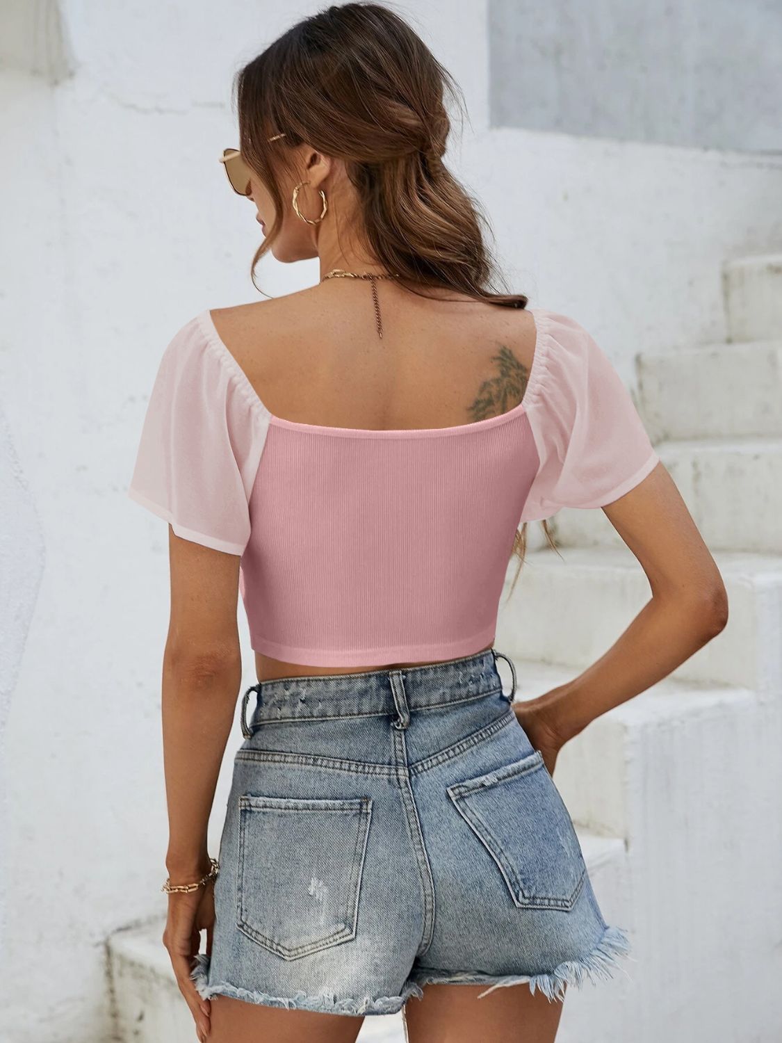 Drawstring Short Sleeve Crop Top - RebelReine Apparel & Co.