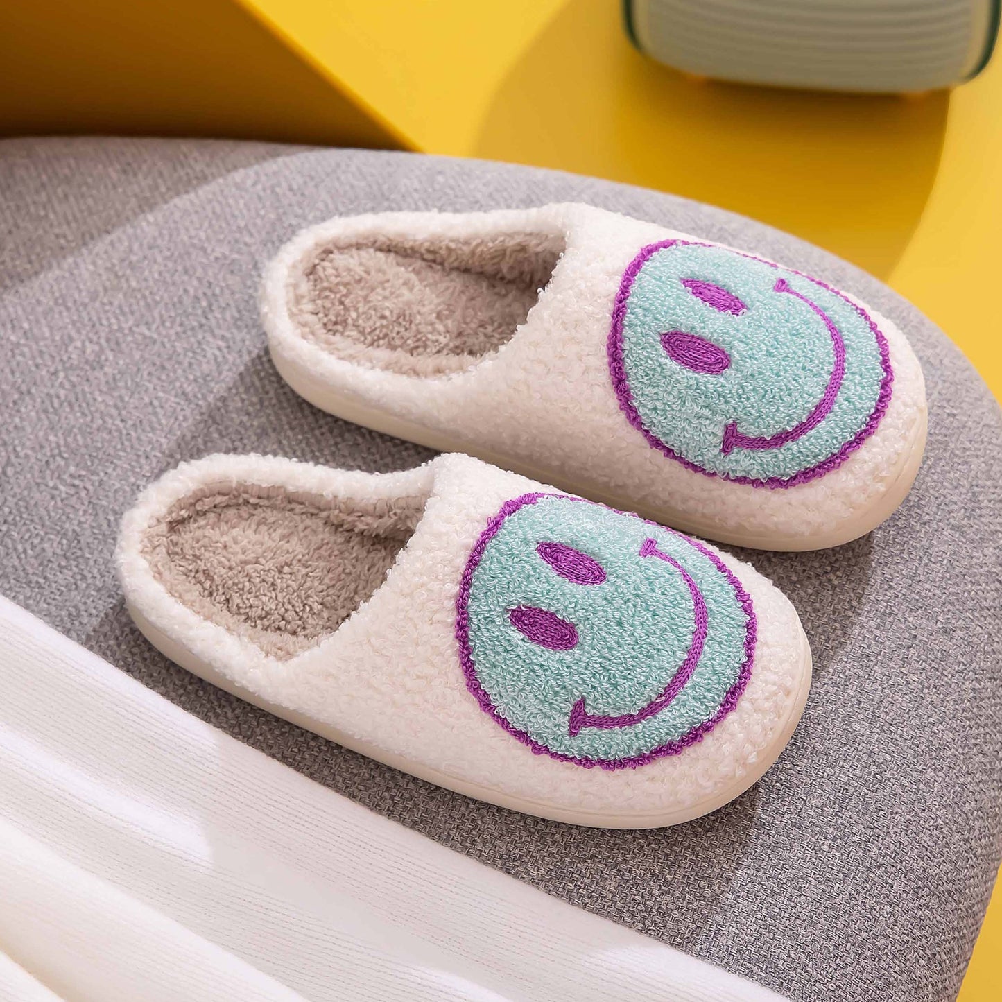 Melody Smiley Face Slippers - RebelReine Apparel & Co.