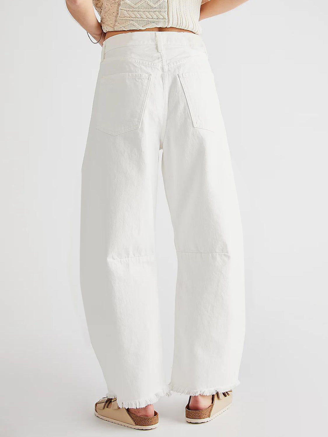 Raw Hem Wide Leg Jeans with Pockets - RebelReine Apparel & Co.