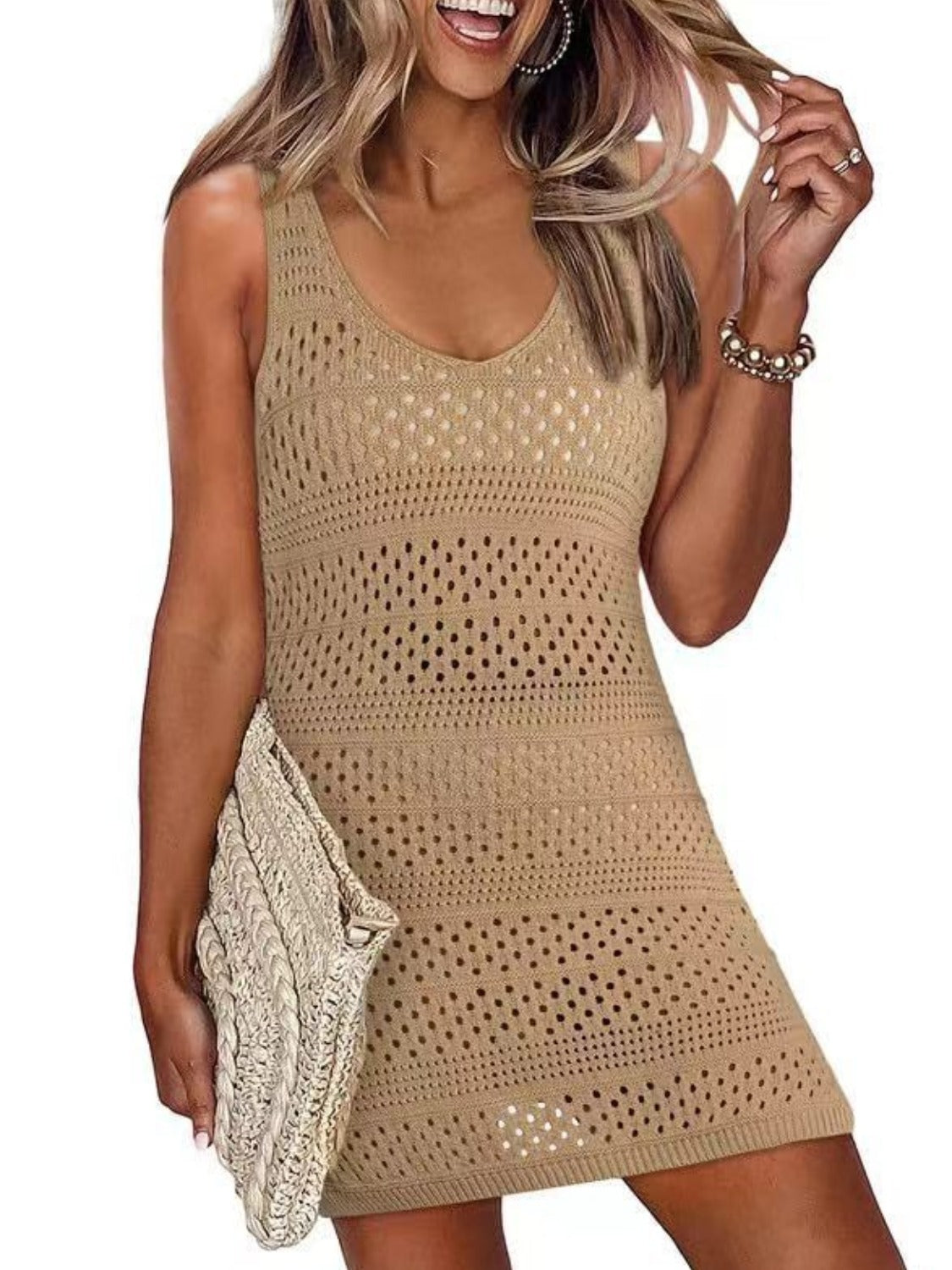 Openwork Scoop Neck Cover Up - RebelReine Apparel & Co.