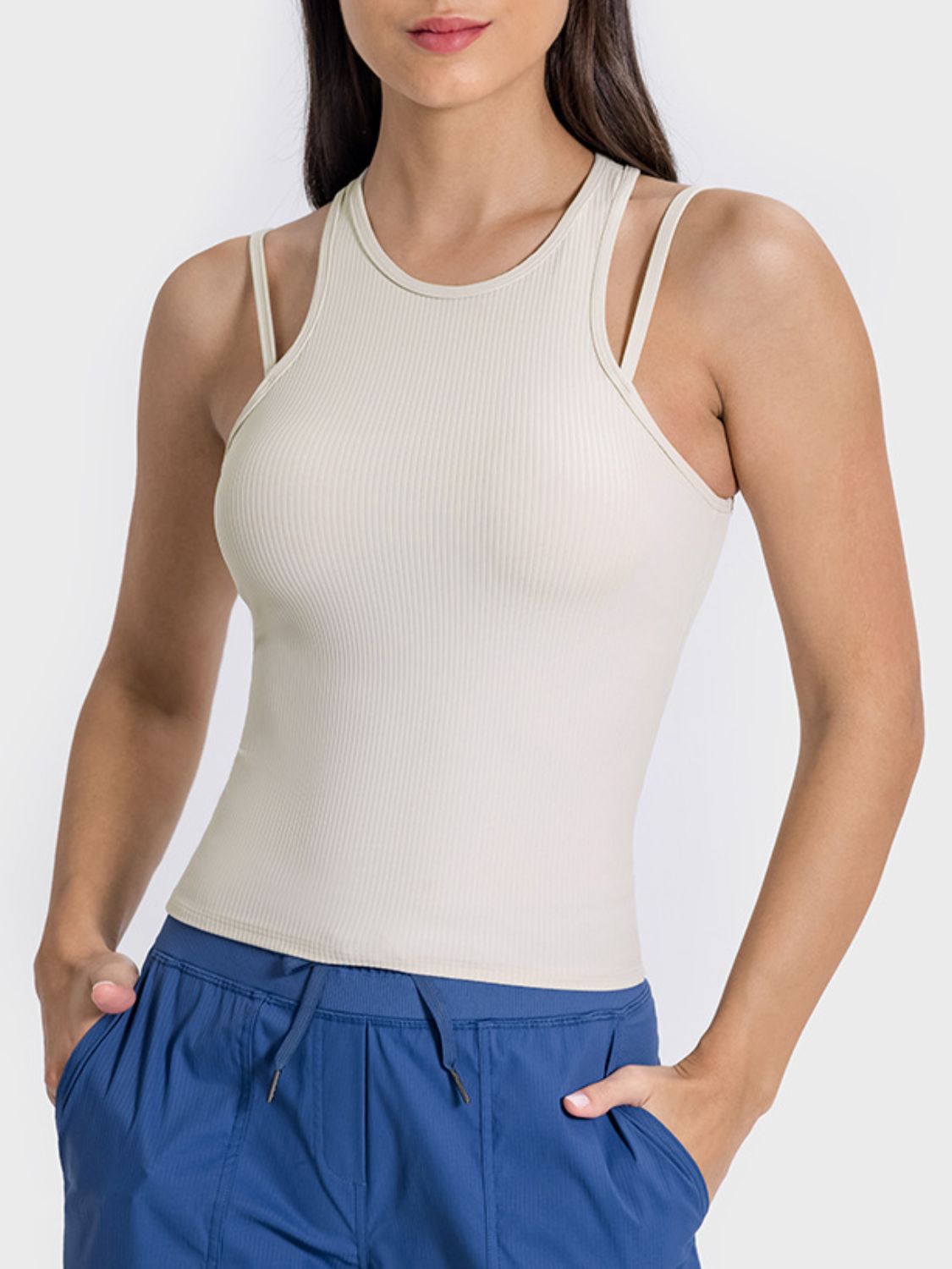 Cutout Round Neck Racerback Active Tank - RebelReine Apparel & Co.