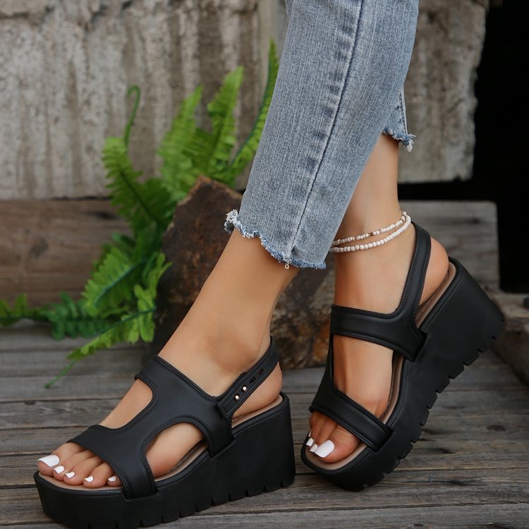 Open Toe Wedge Sandals - RebelReine Apparel & Co.