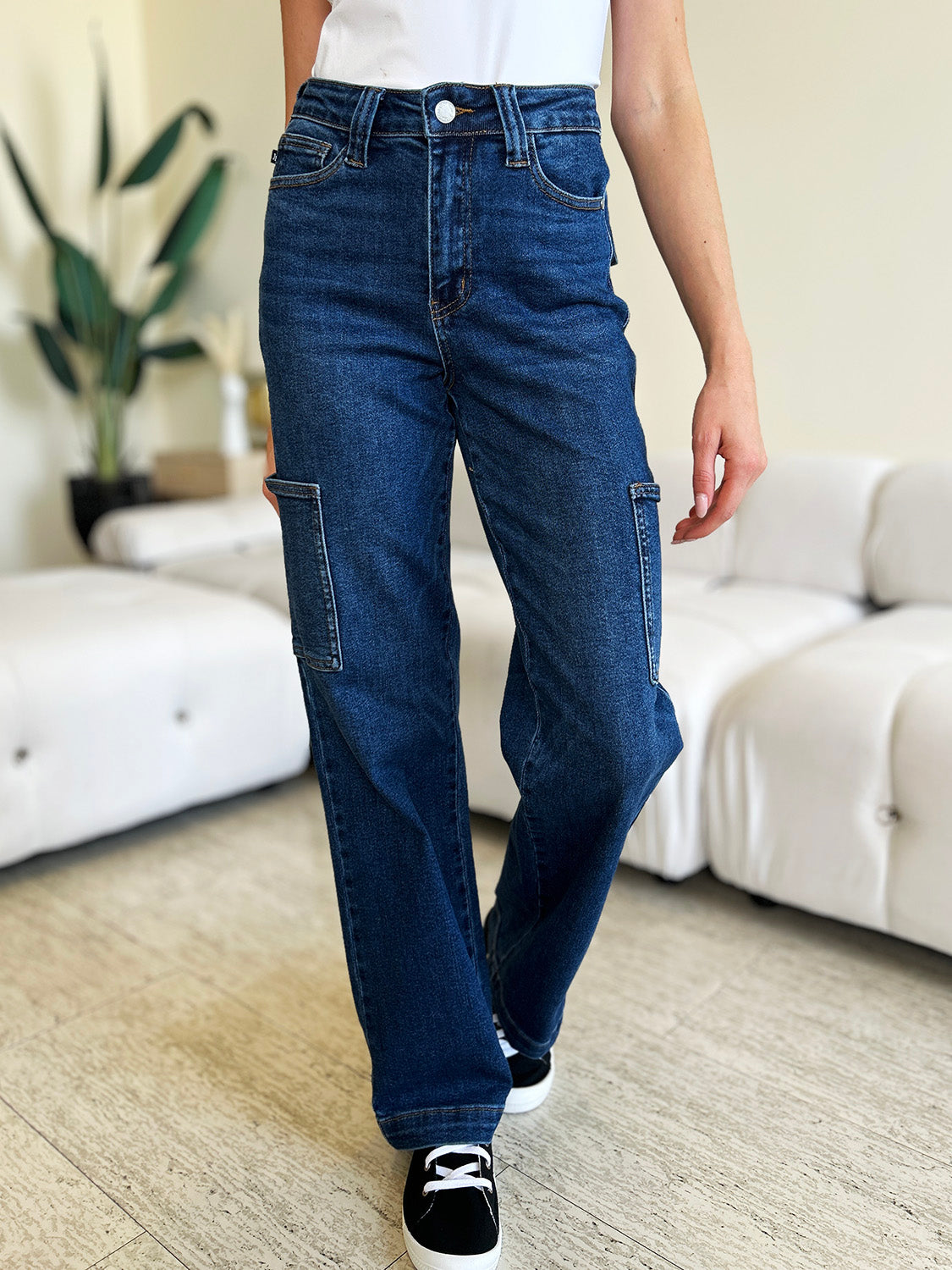 Judy Blue Full Size High Waist Straight Cargo Jeans - RebelReine Apparel & Co.