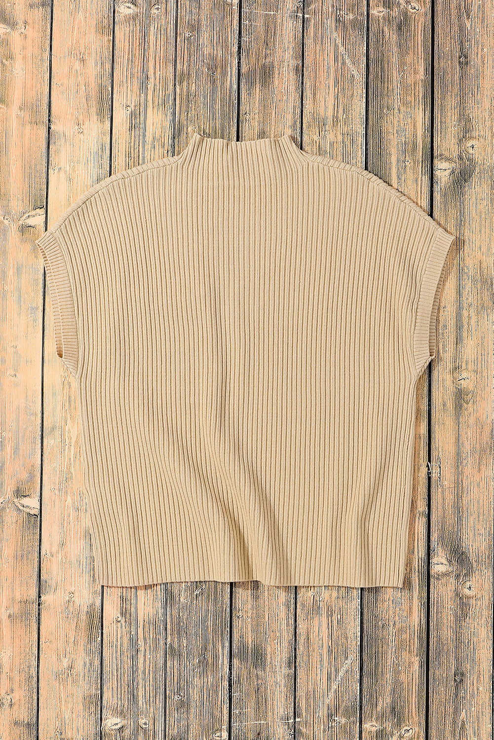 Oatmeal Patch Pocket Ribbed Knit Short Sleeve Sweater - RebelReine Apparel & Co.