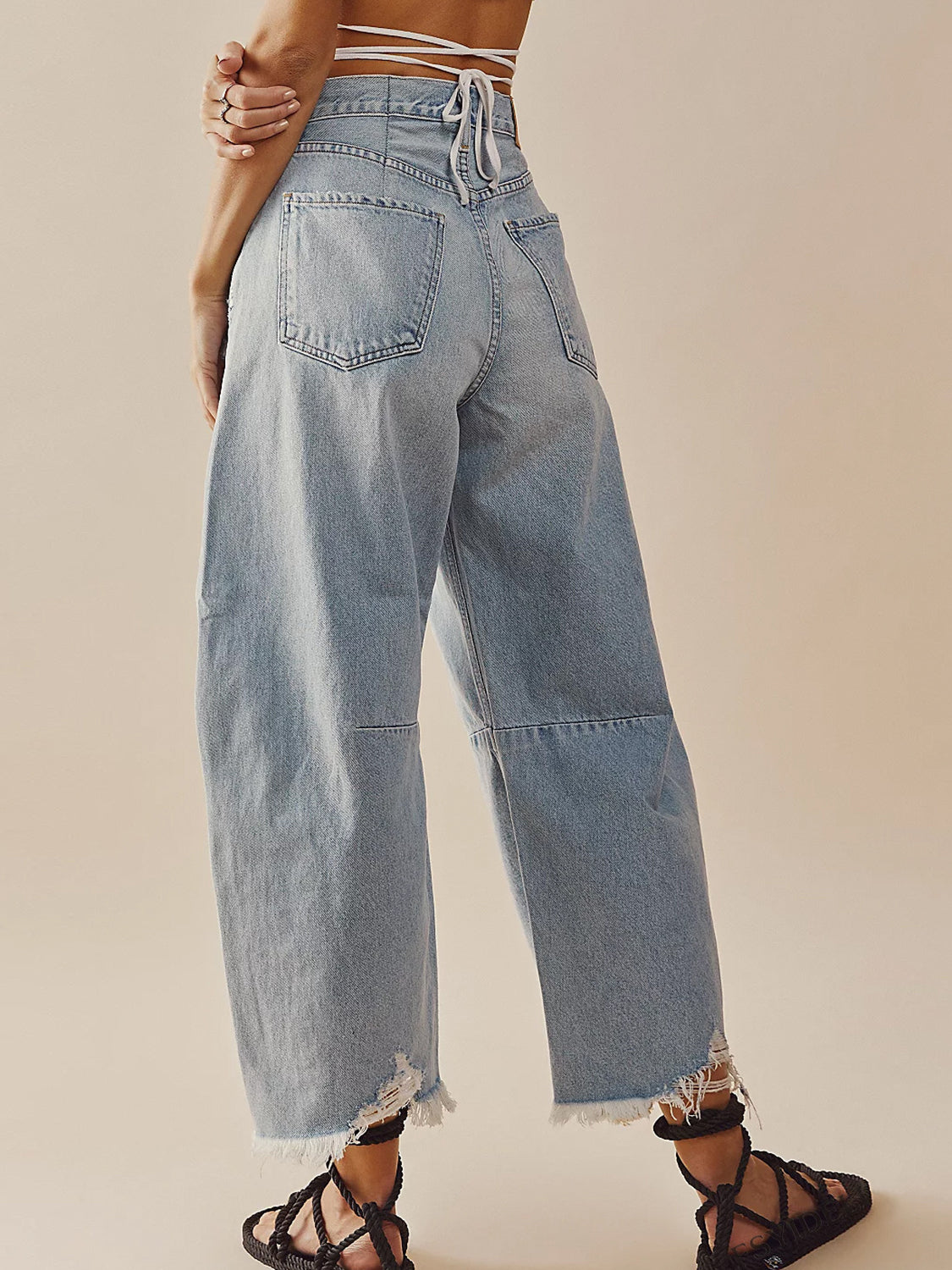 Raw Hem Wide Leg Jeans with Pockets - RebelReine Apparel & Co.