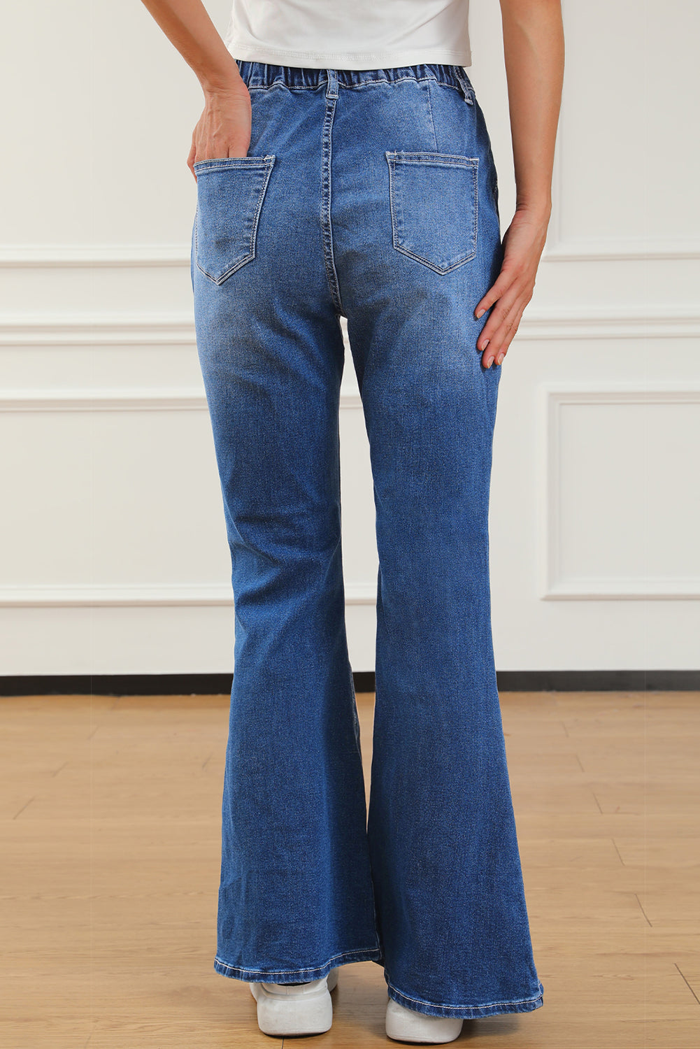 Elastic Waist Bootcut Jeans with Pockets - RebelReine Apparel & Co.