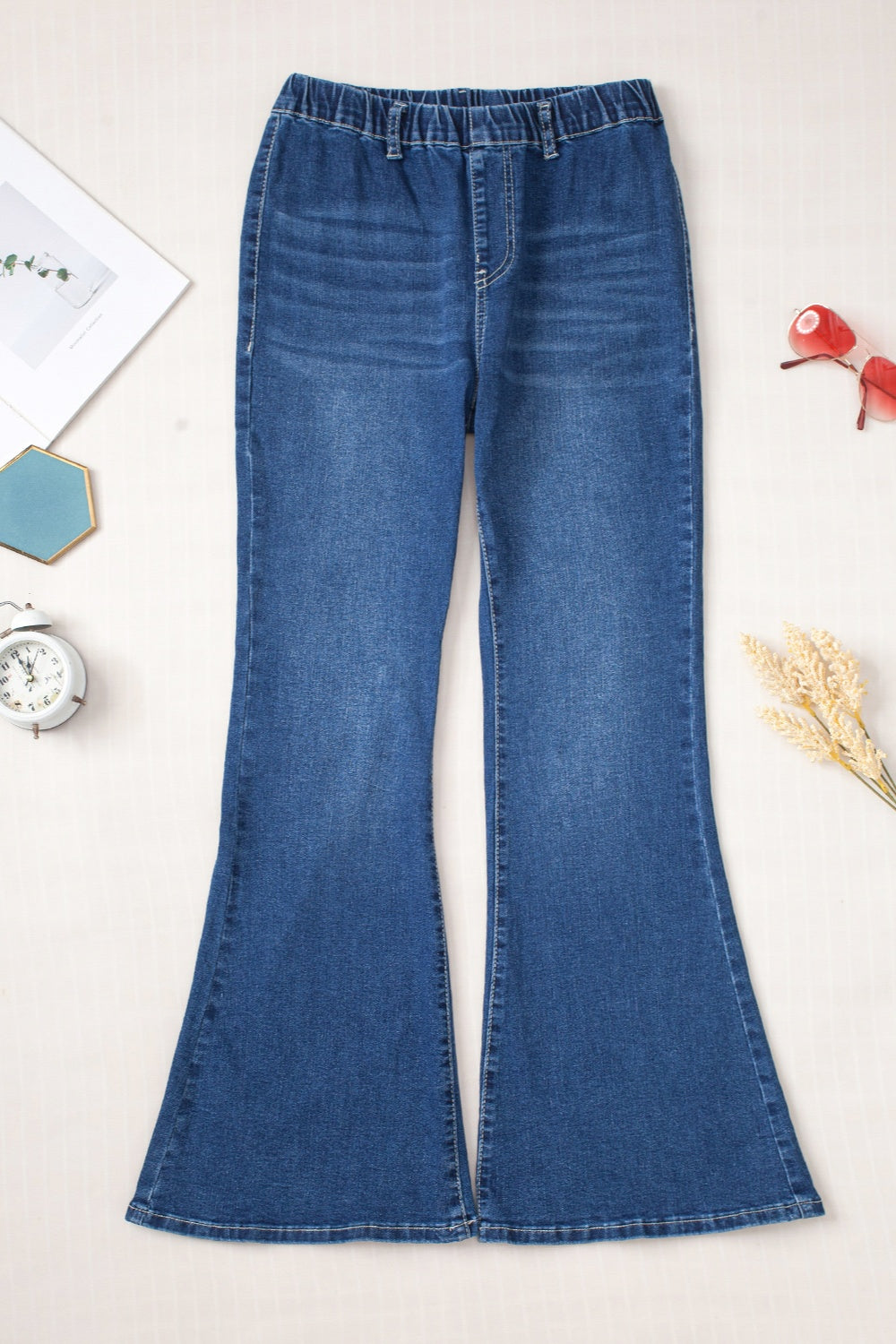 Elastic Waist Bootcut Jeans with Pockets - RebelReine Apparel & Co.