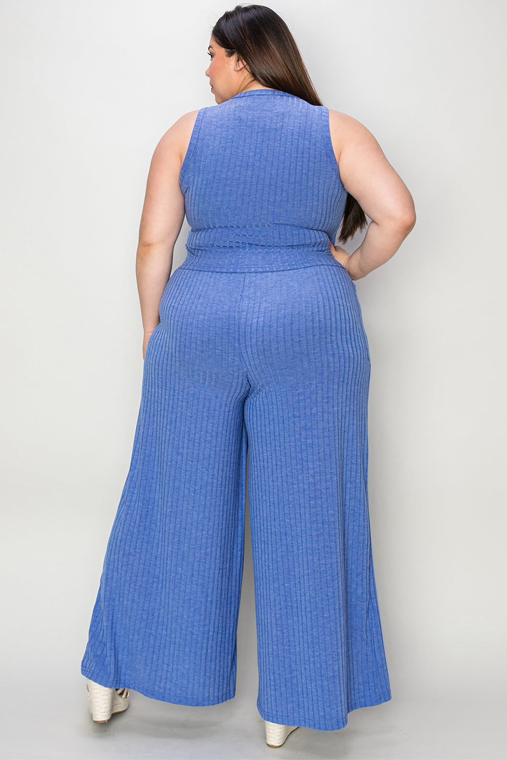 Basic Bae Full Size Ribbed Tank and Wide Leg Pants Set - RebelReine Apparel & Co.