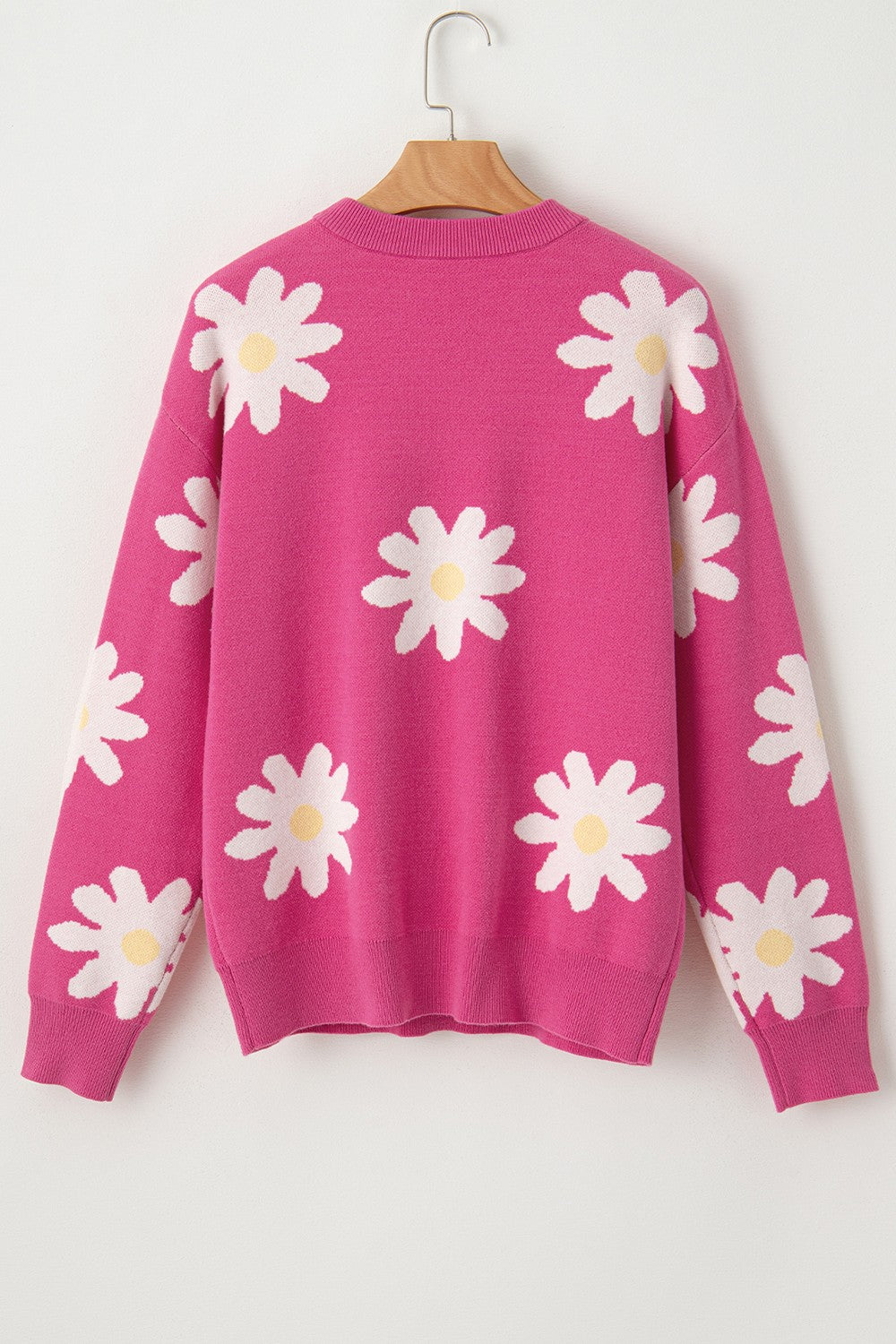 Daisy Round Neck Dropped Shoulder Sweater - RebelReine Apparel & Co.