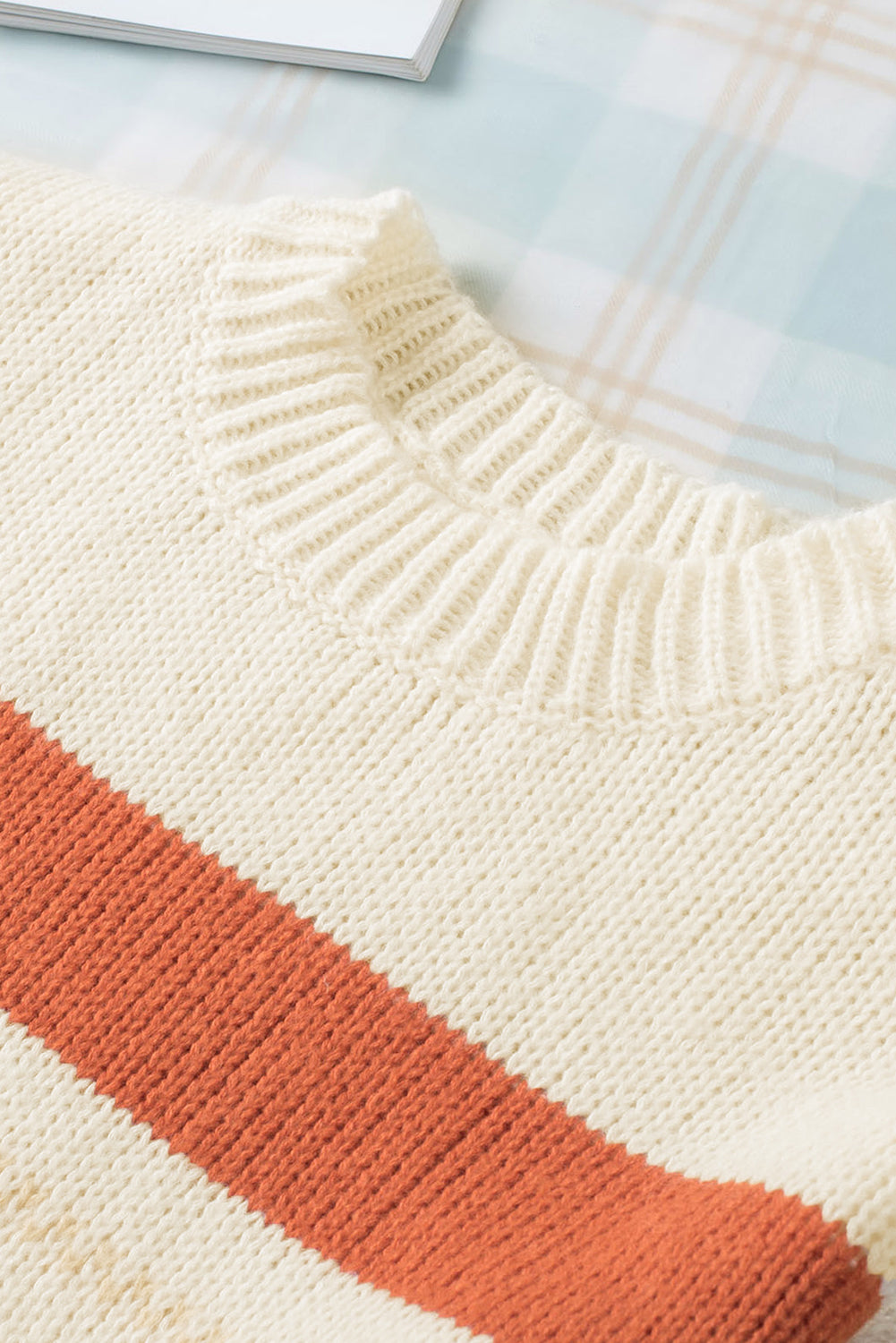 Crew Neck Drop-shoulder Striped Color Block Sweater - RebelReine Apparel & Co.