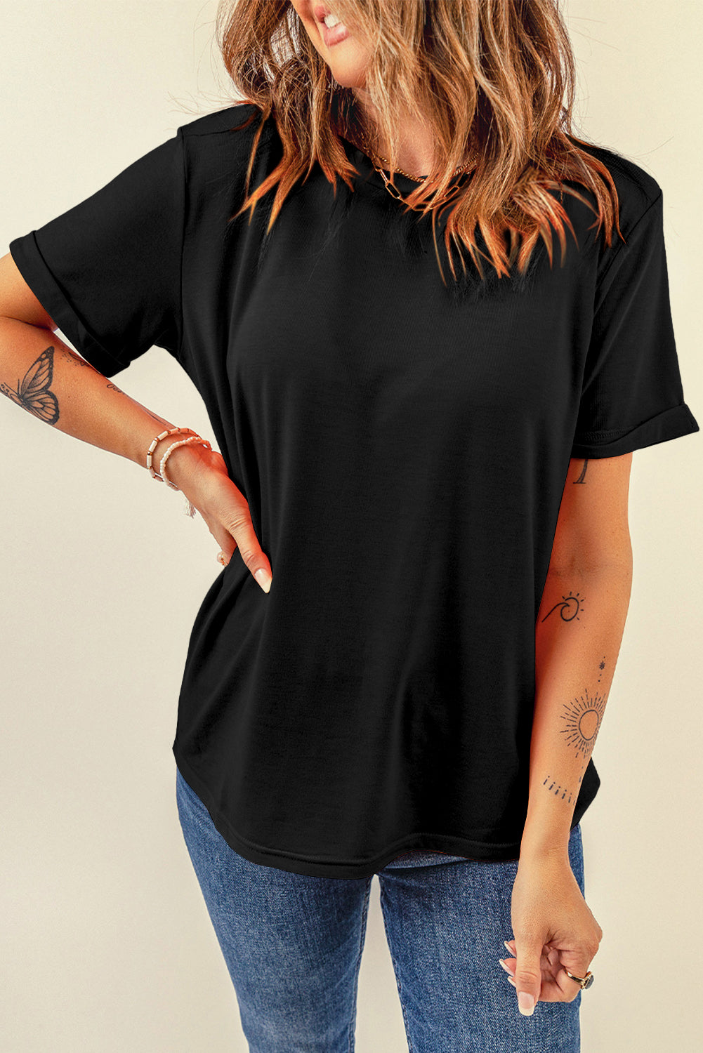 Round Neck Short Sleeve T-Shirt - RebelReine Apparel & Co.