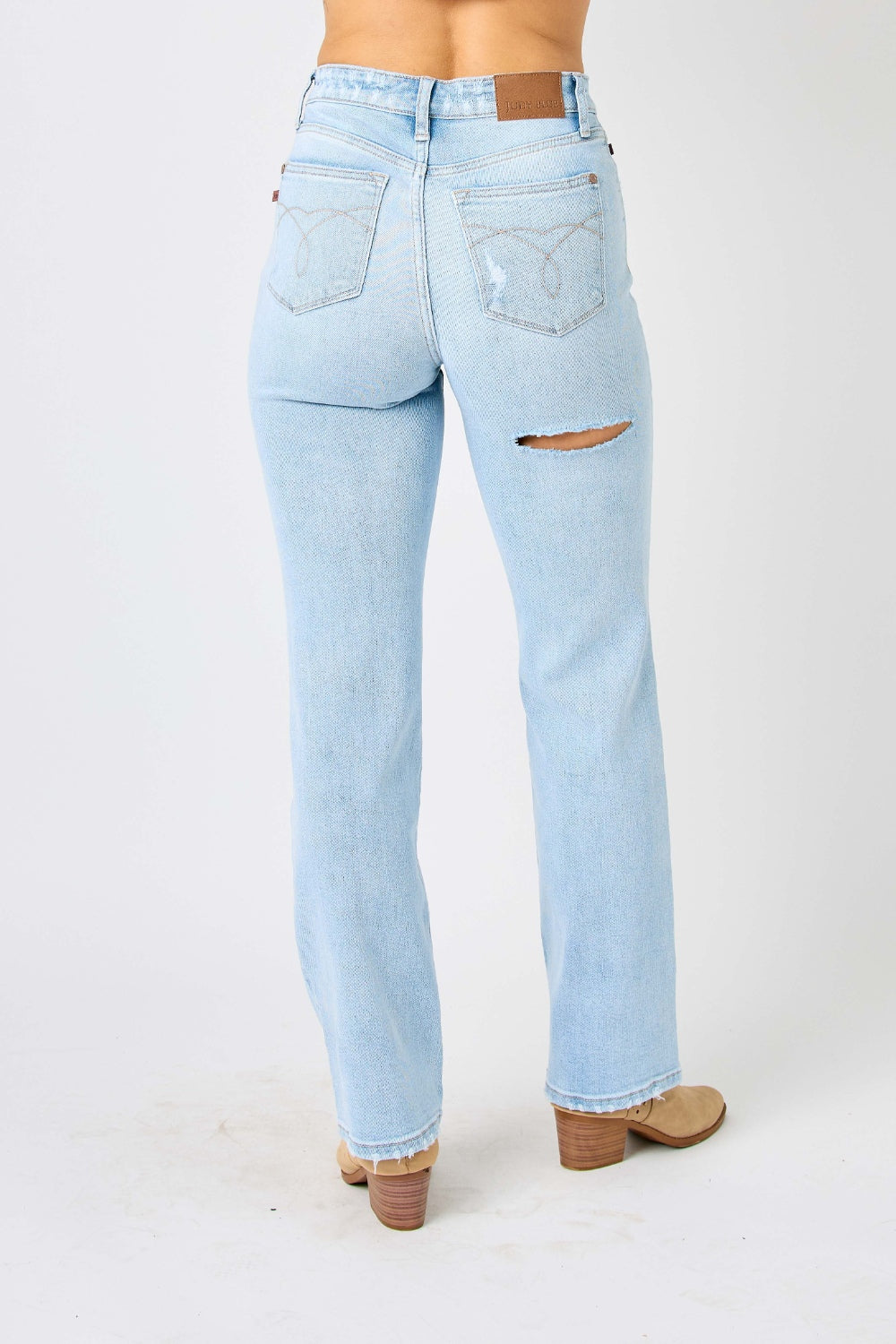 Judy Blue Full Size High Waist Distressed Straight Jeans - RebelReine Apparel & Co.