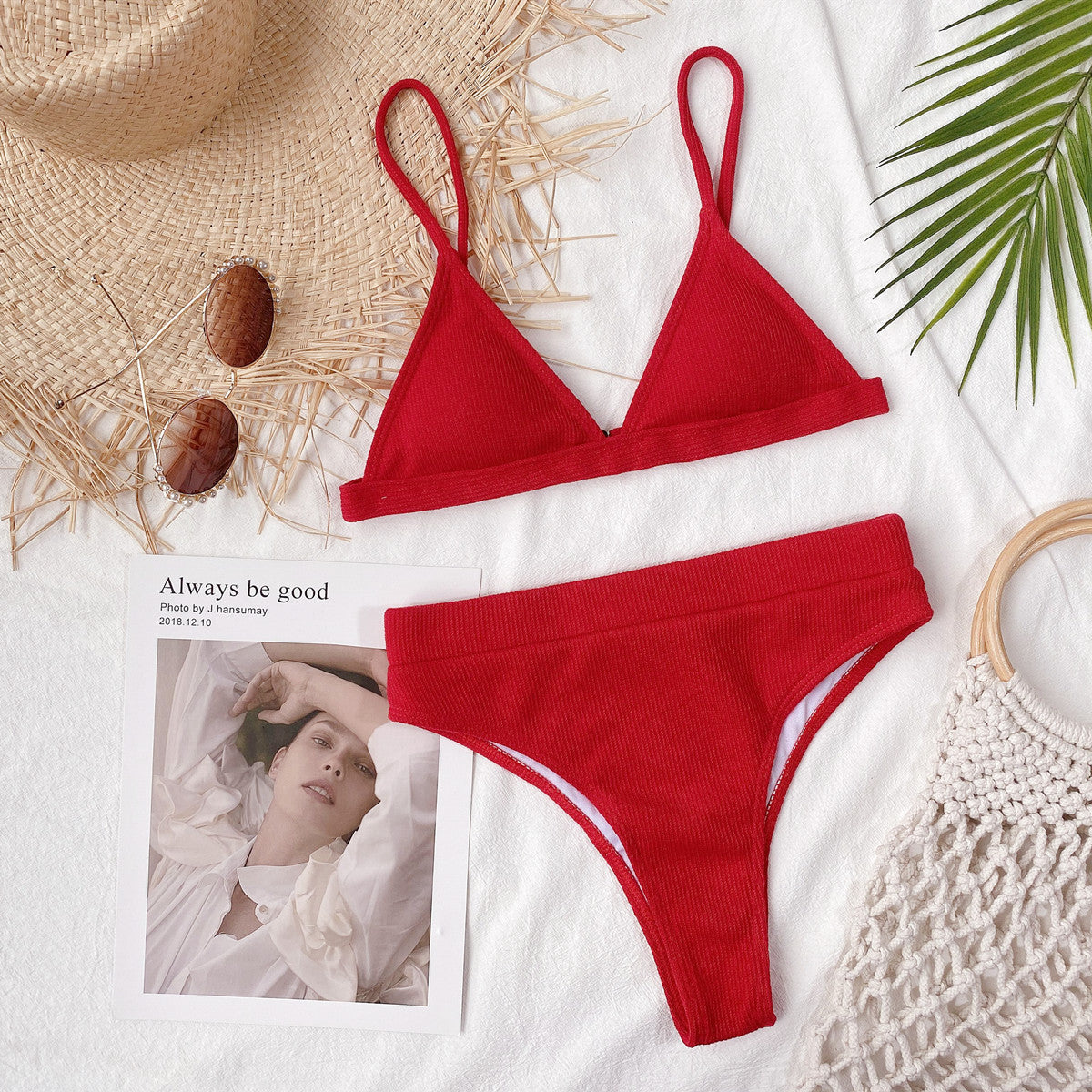 Spaghetti Strap Ribbed Bikini Set - RebelReine Apparel & Co.