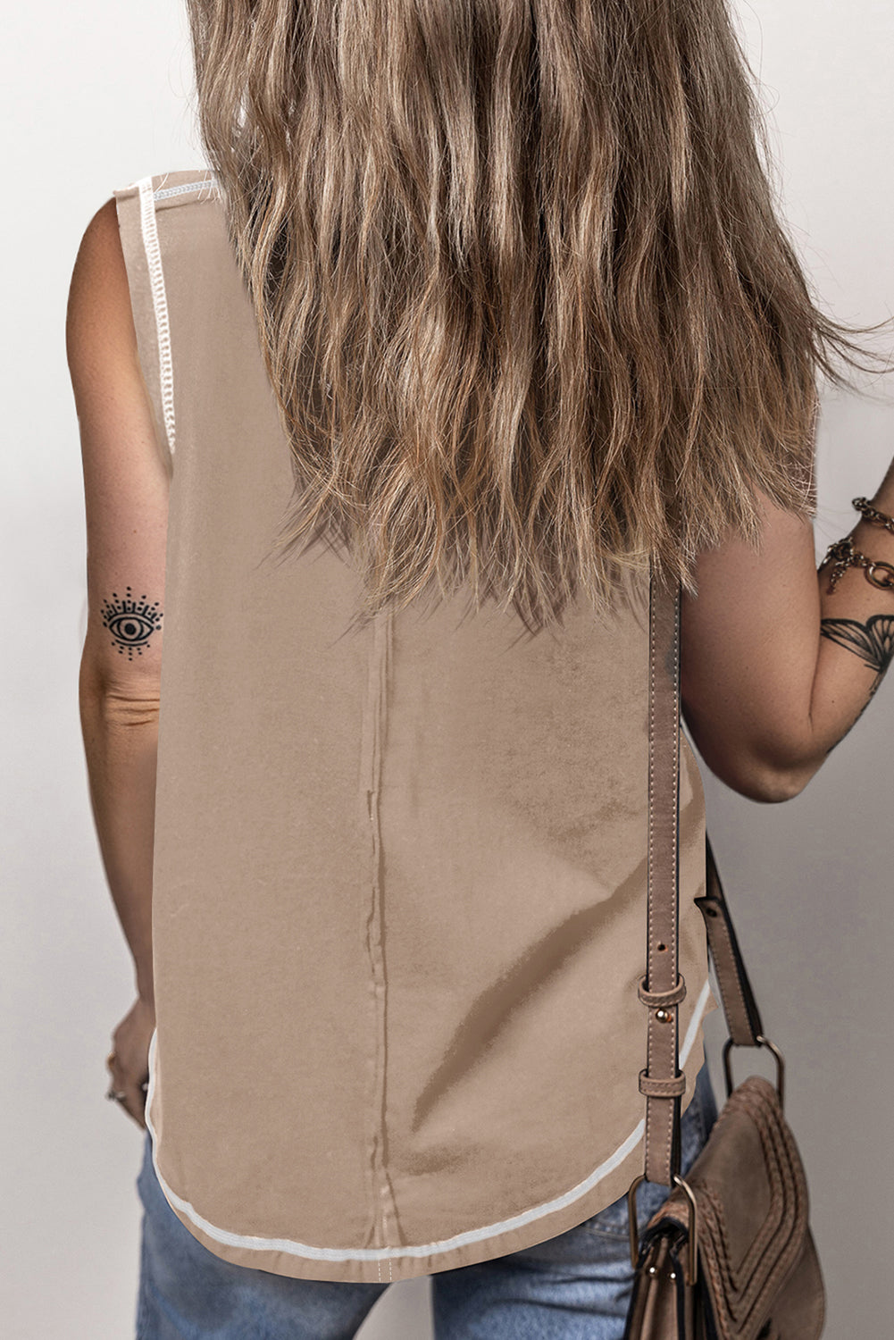 Contrast Stitching Round Neck Tank - RebelReine Apparel & Co.