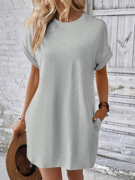 Round Neck Short Sleeve Mini Dress - RebelReine Apparel & Co.