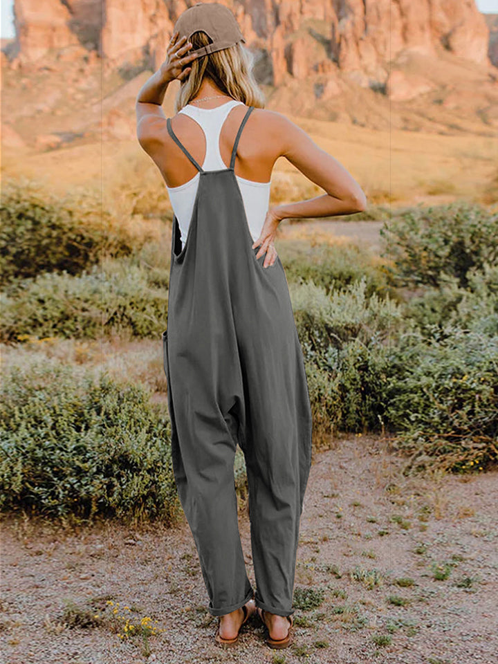 Double Take Full Size Sleeveless V-Neck Pocketed Jumpsuit - RebelReine Apparel & Co.