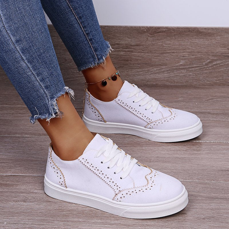 Lace-Up Suedette Flat Sneakers - RebelReine Apparel & Co.