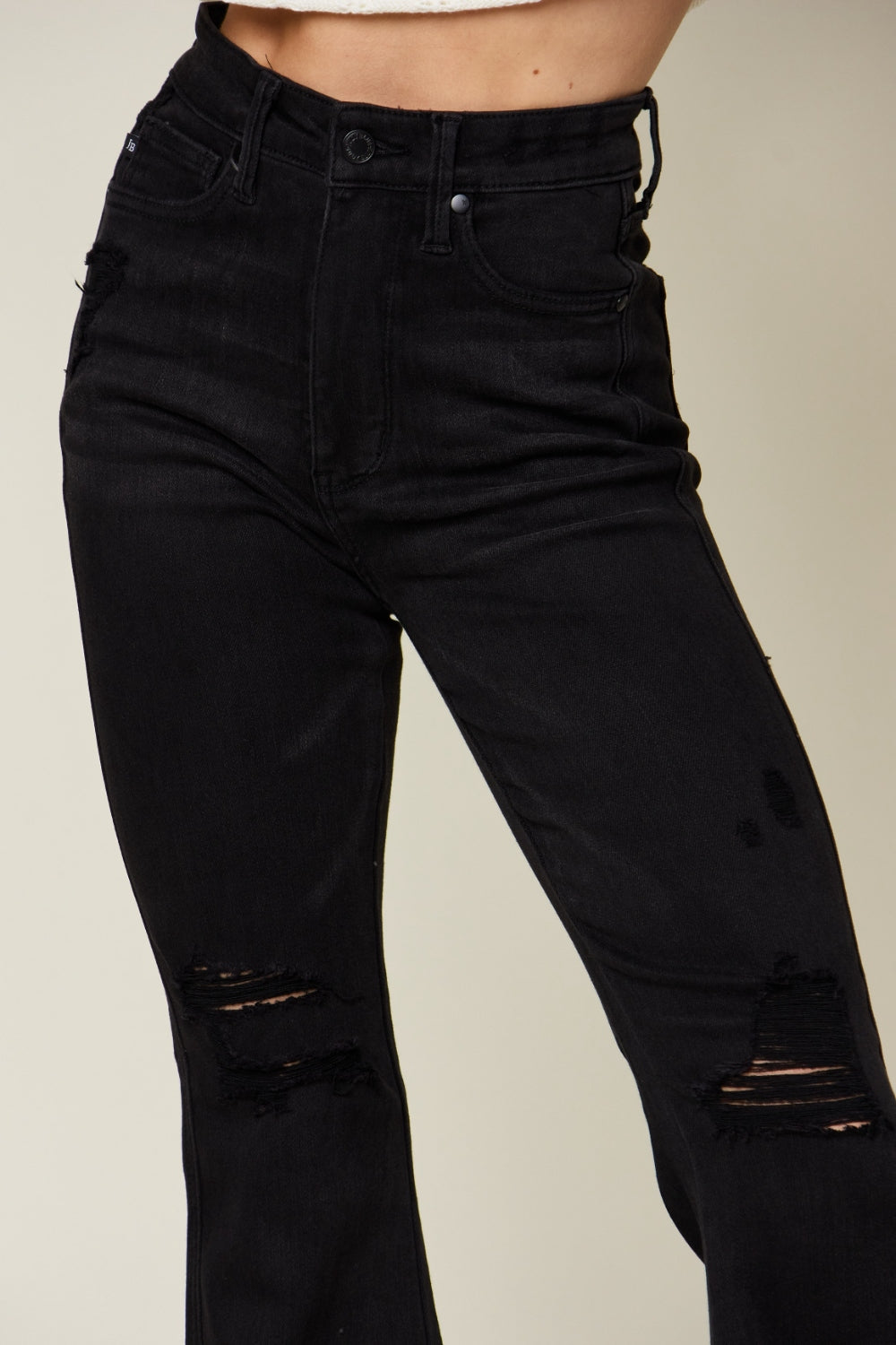 Judy Blue Full Size High Waist Distressed Flare Jeans - RebelReine Apparel & Co.