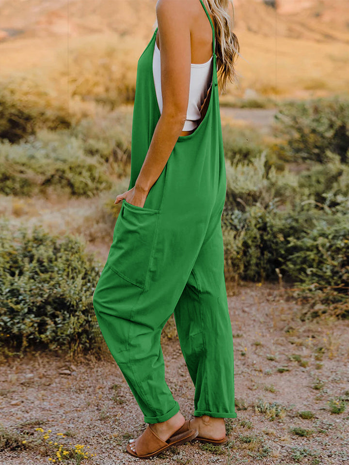 Double Take Full Size Sleeveless V-Neck Pocketed Jumpsuit - RebelReine Apparel & Co.