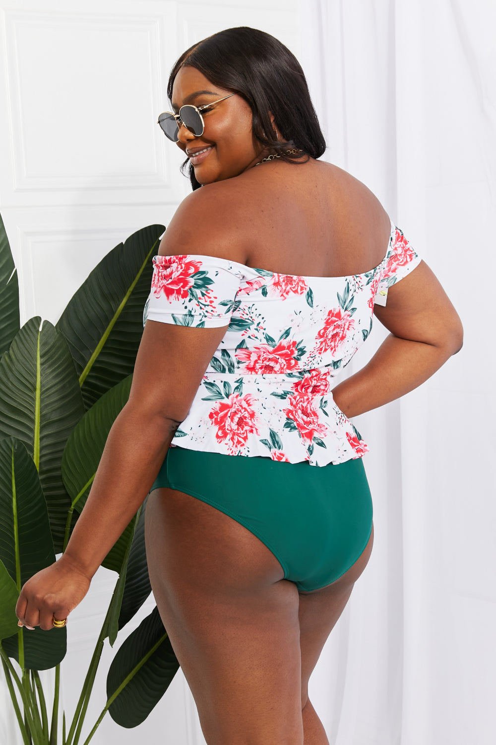 Marina West Swim Coastal Cutie Off-Shoulder Swim Tankini Set - RebelReine Apparel & Co.