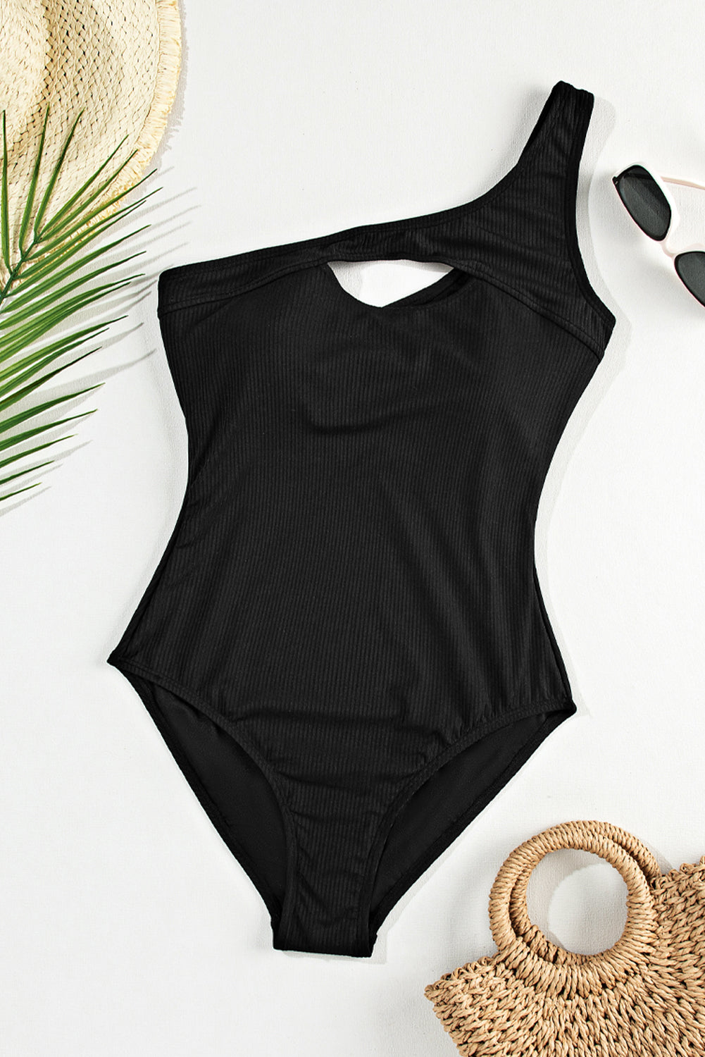 Cutout One Shoulder Sleeveless One-Piece Swimwear - RebelReine Apparel & Co.