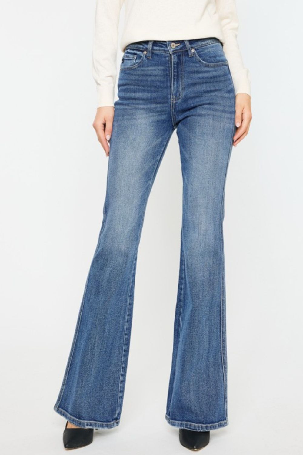 Kancan Cat's Whiskers High Waist Flare Jeans - RebelReine Apparel & Co.