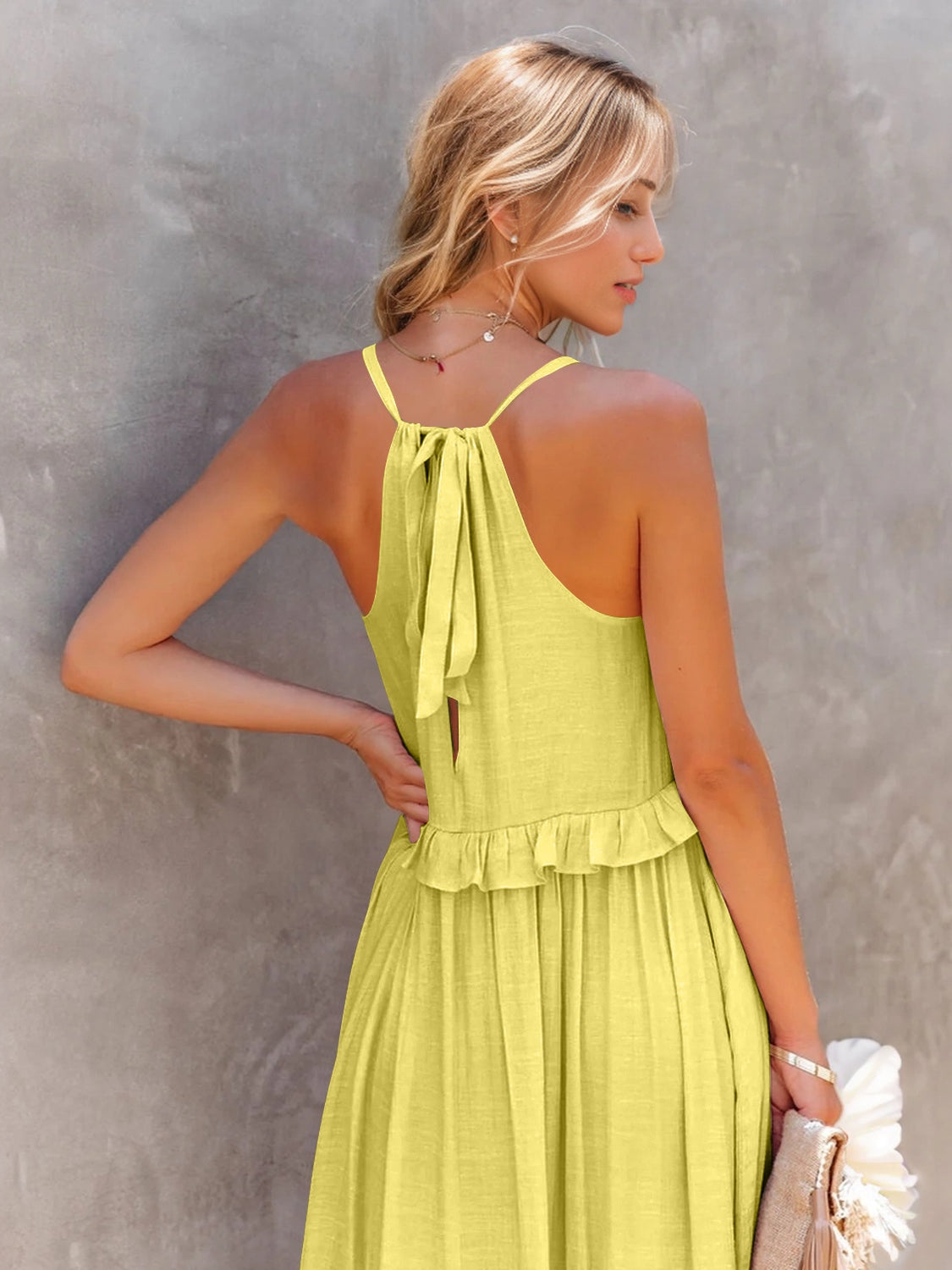 Ruffled Sleeveless Tiered Maxi Dress with Pockets - RebelReine Apparel & Co.