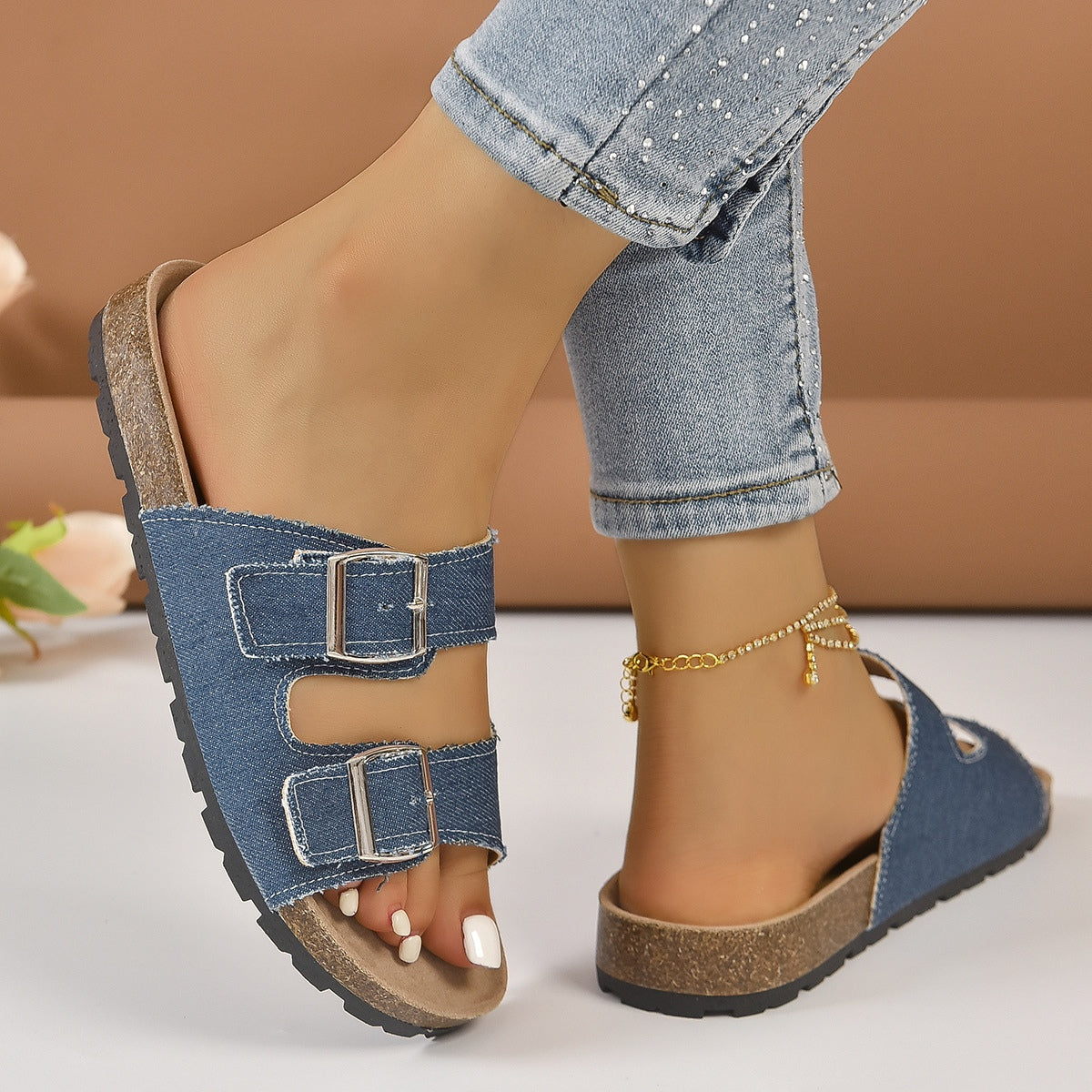 Open Toe Double Buckle Sandals - RebelReine Apparel & Co.