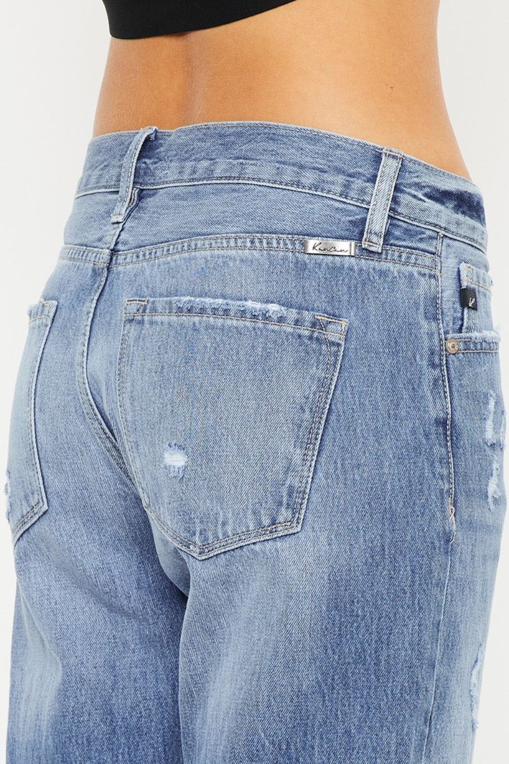 Kancan Mid Rise Distressed Straight Jeans - RebelReine Apparel & Co.