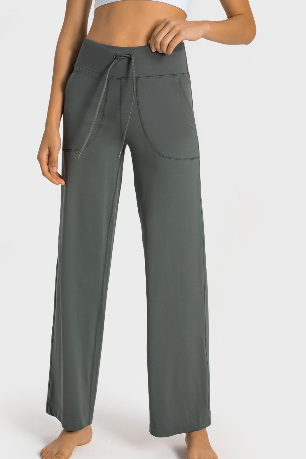 Millennia Drawstring Waist Wide Leg Sports Pants with Pockets