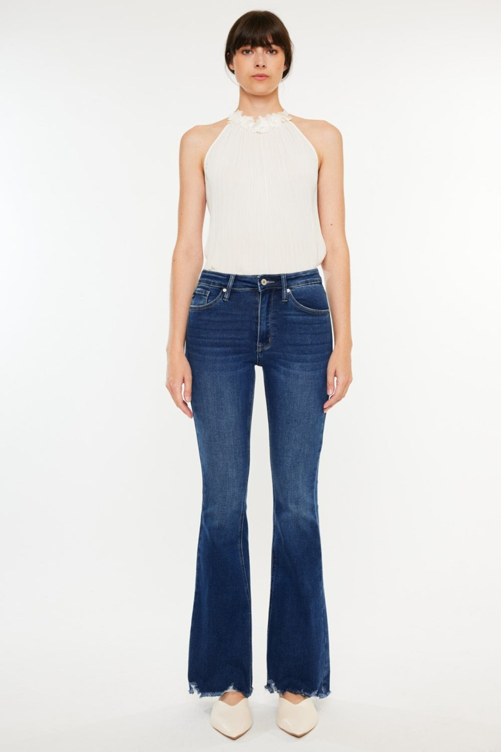 Kancan Cat's Whiskers Raw Hem Flare Jeans - RebelReine Apparel & Co.