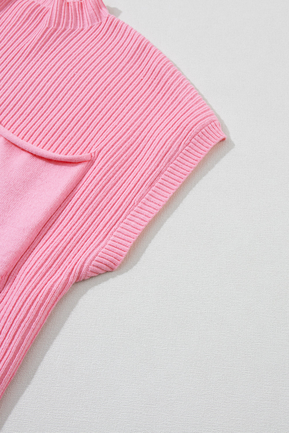 Pink Patch Pocket Ribbed Knit Short Sleeve Sweater - RebelReine Apparel & Co.