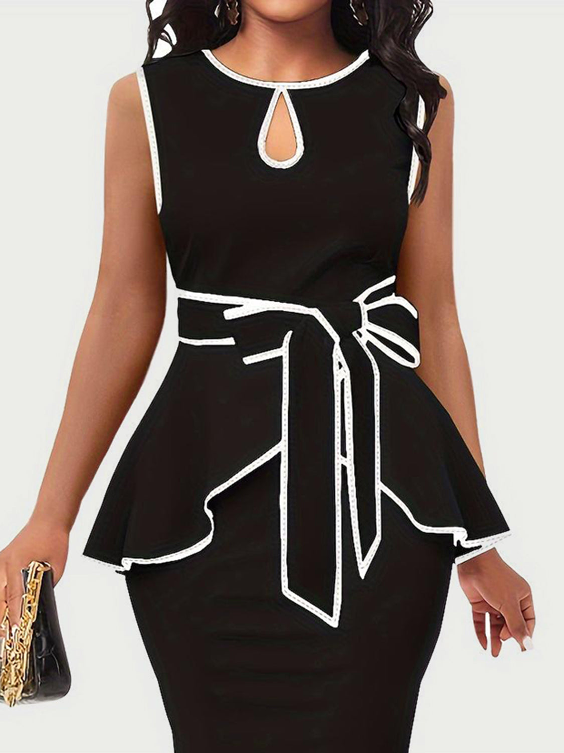 Plus Size Cutout Contrast Sleeveless Dress - RebelReine Apparel & Co.